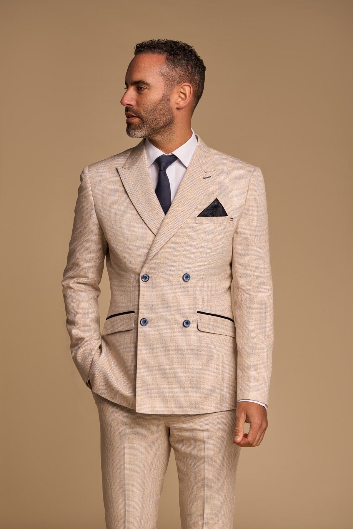 Caridi Beige Double - Breasted Jacket - Blazers & Jackets - 34R - Swagger & Swoon