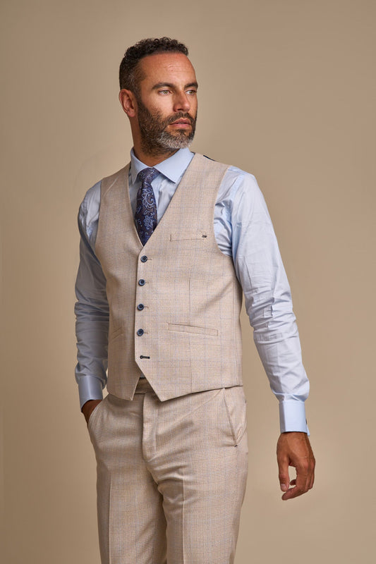 Caridi Beige Waistcoat - Waistcoats - 34R - Swagger & Swoon