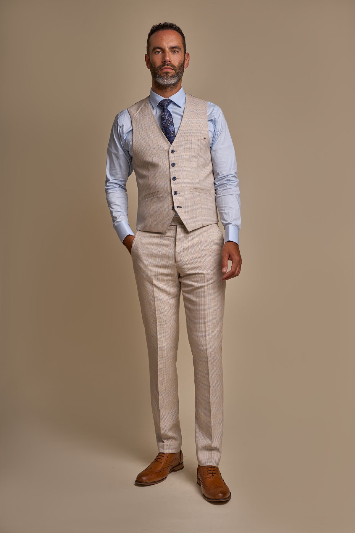 Caridi Beige Waistcoat - Waistcoats - 34R - Swagger & Swoon