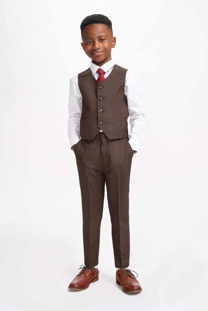 Caridi Brown Boys 3 Piece Wedding Suit - Childrenswear - 1 - Swagger & Swoon