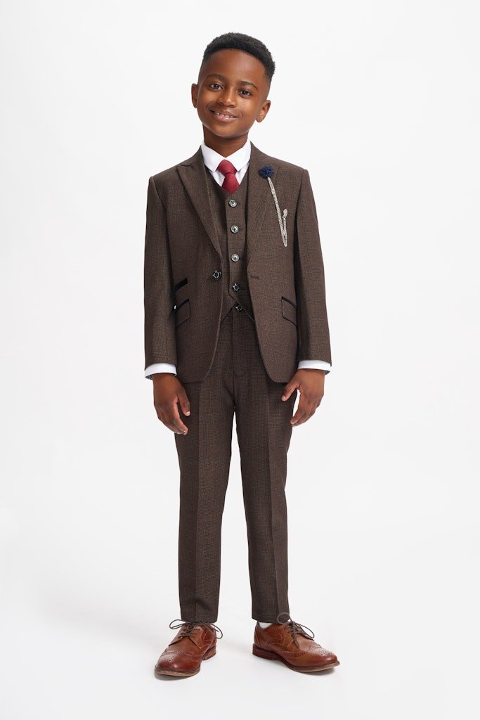 Caridi Brown Boys 3 Piece Wedding Suit - Childrenswear - 1 - Swagger & Swoon