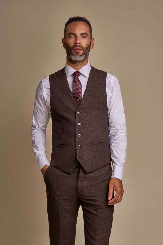 Caridi Brown Waistcoat - Waistcoats - 34R - Swagger & Swoon