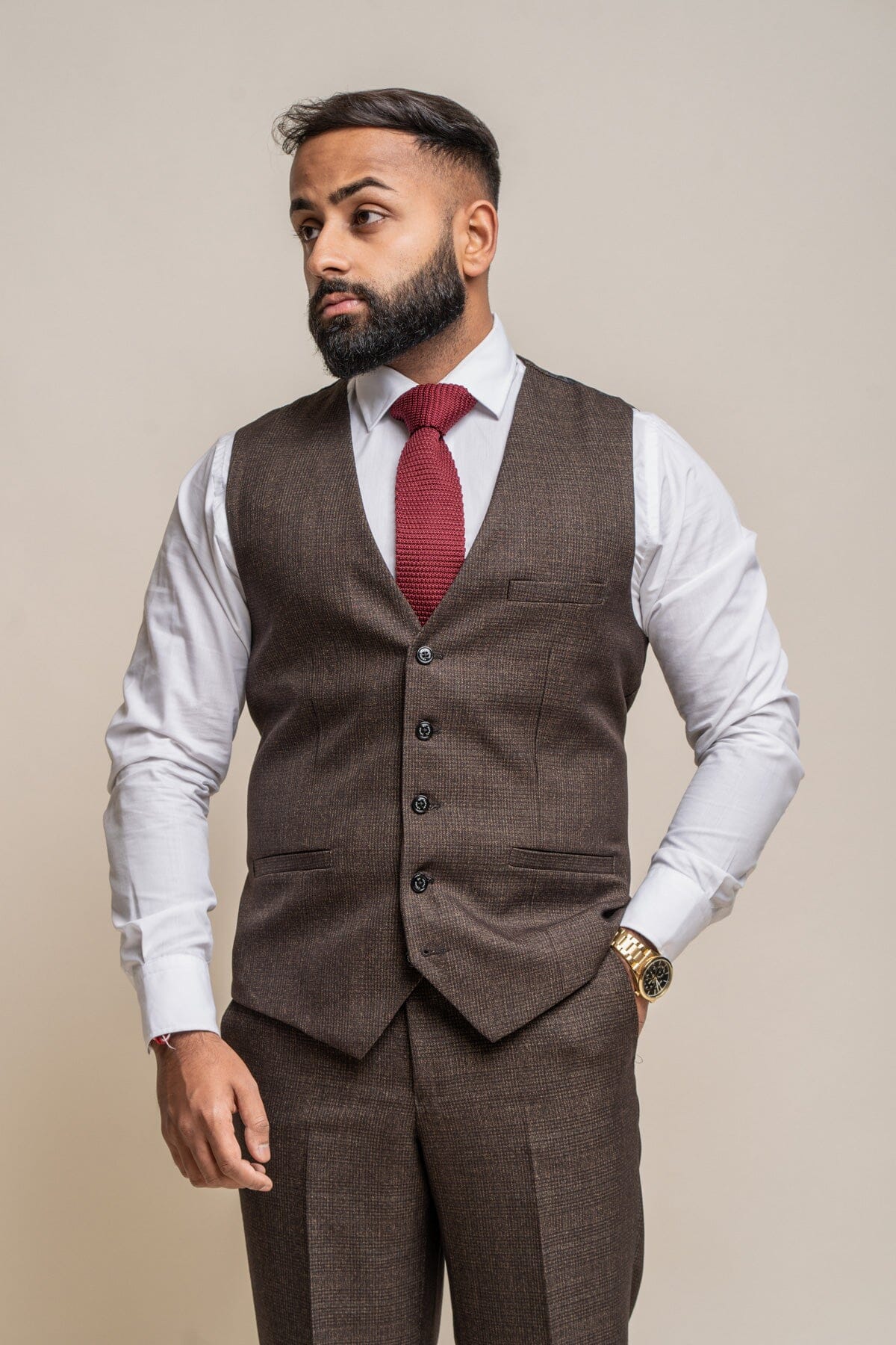 Caridi Brown Waistcoat - Waistcoats - 