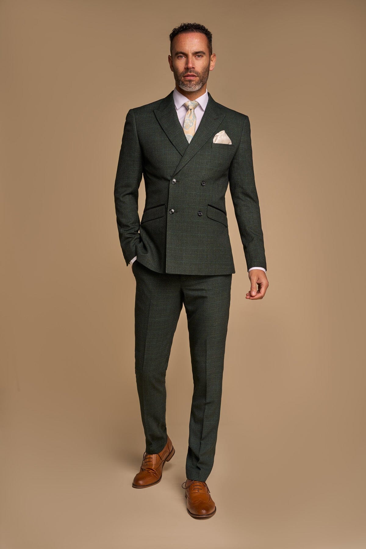 Caridi Olive Double-Breasted Jacket - Blazers & Jackets - - THREADPEPPER