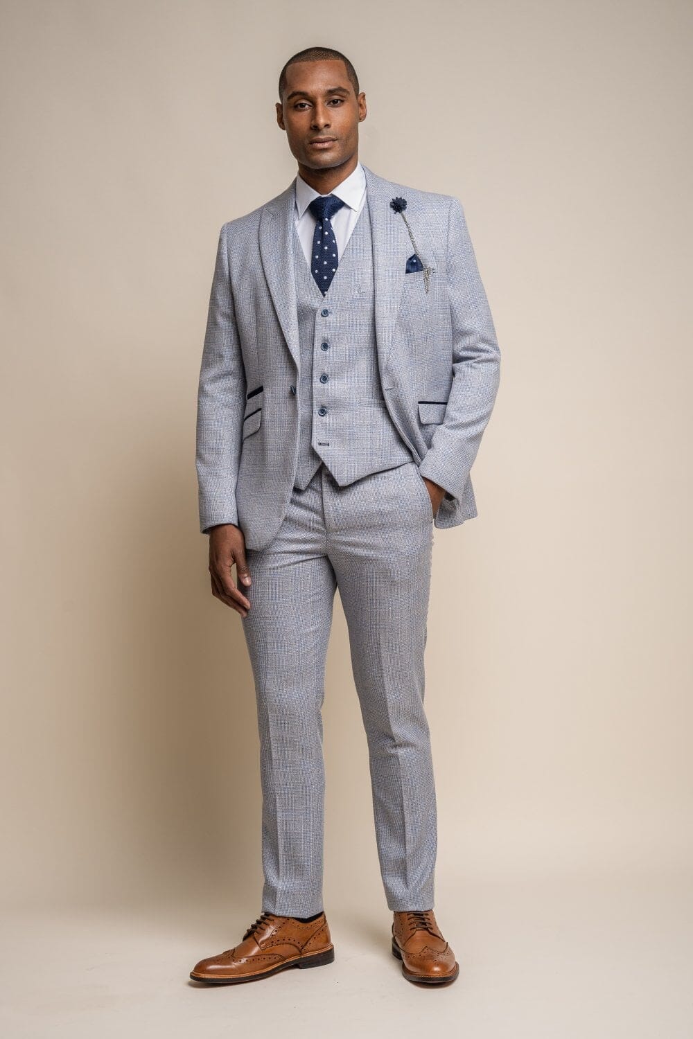 Caridi Sky Blue 3 Piece Wedding Suit - Suits - 