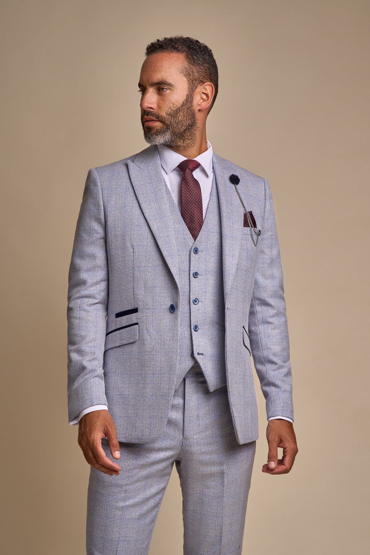 Caridi Sky Blue 3 Piece Wedding Suit - Suits - 