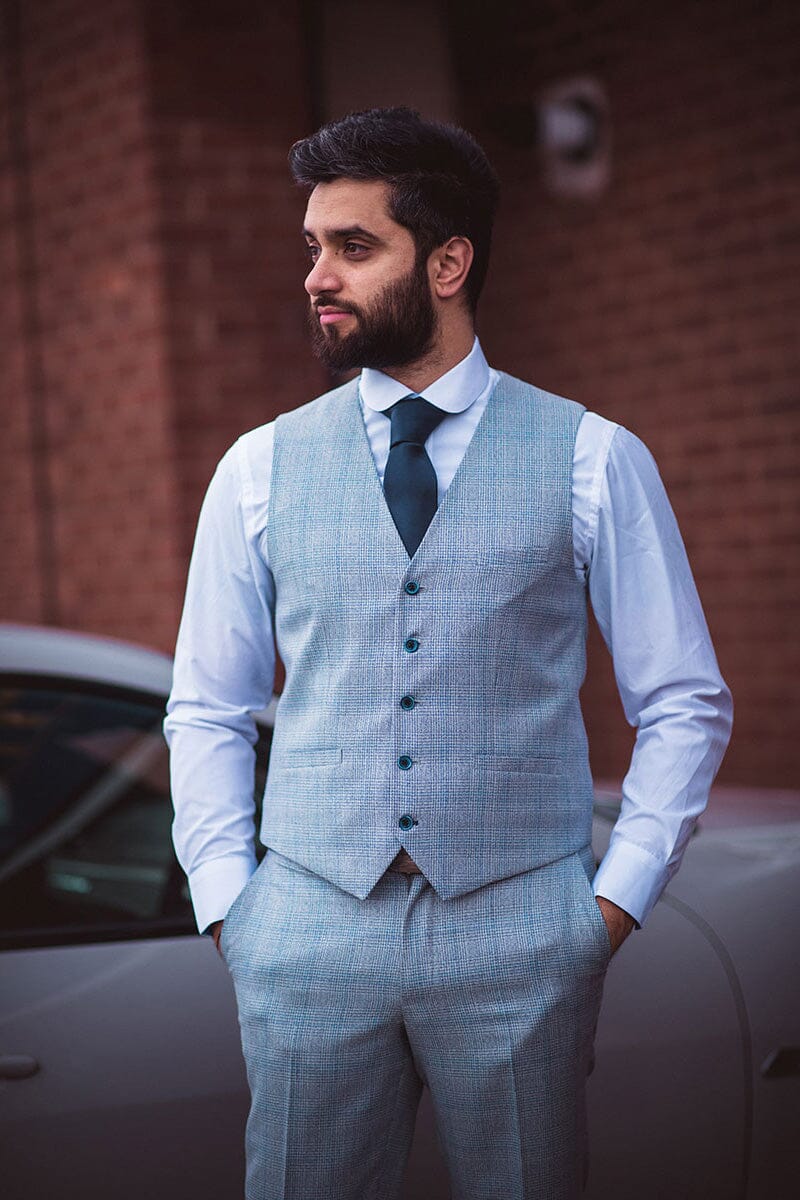 Caridi Sky Blue 3 Piece Wedding Suit - Suits - 