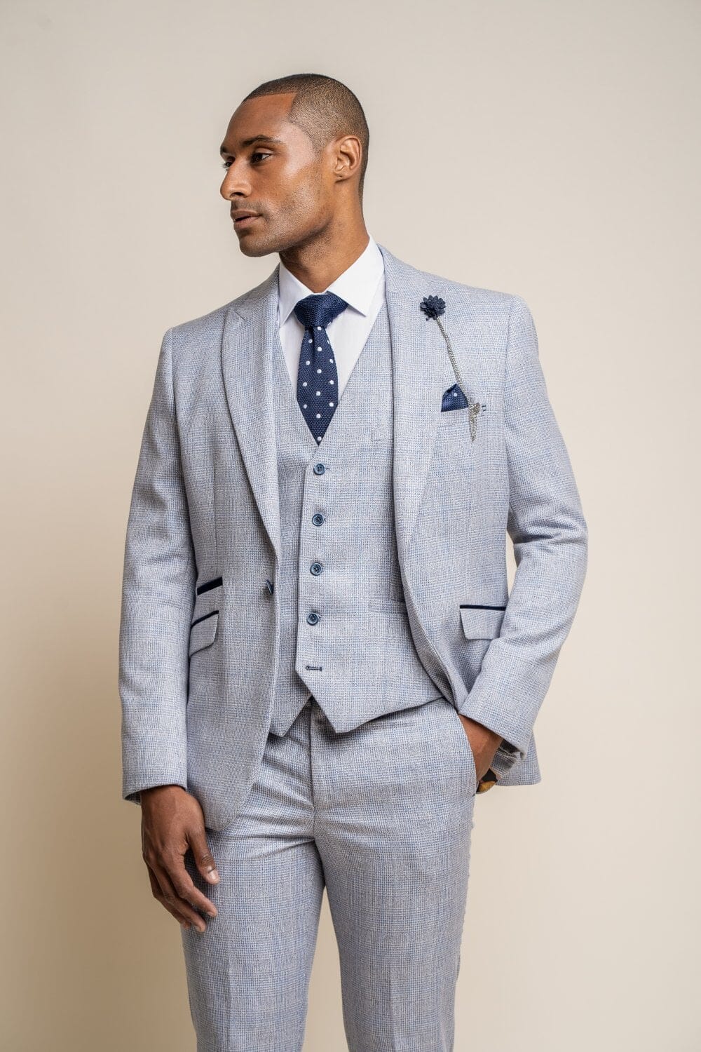 Caridi Sky Blue 3 Piece Wedding Suit - Suits - 