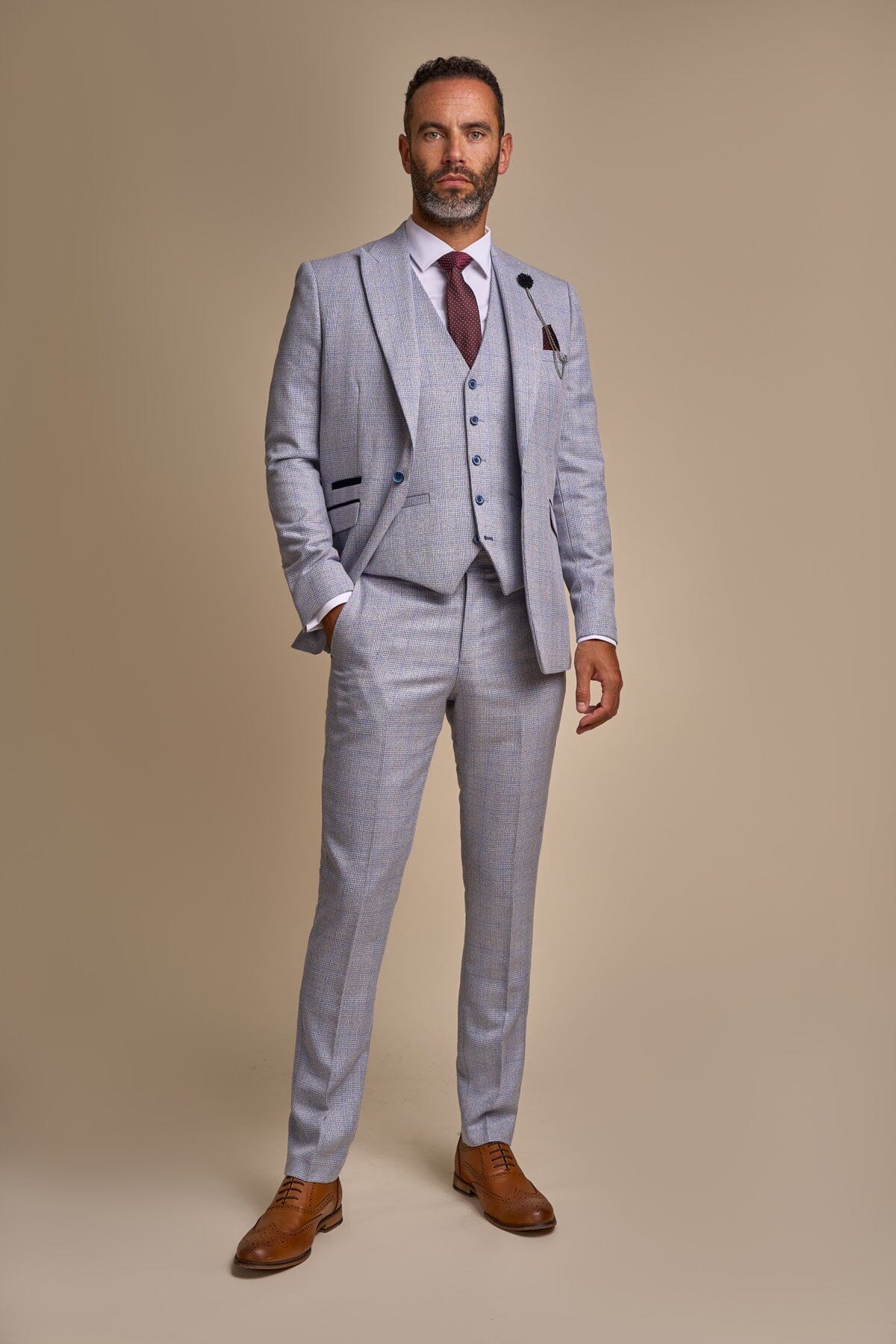 Caridi Sky Blue 3 Piece Wedding Suit - Suits - 