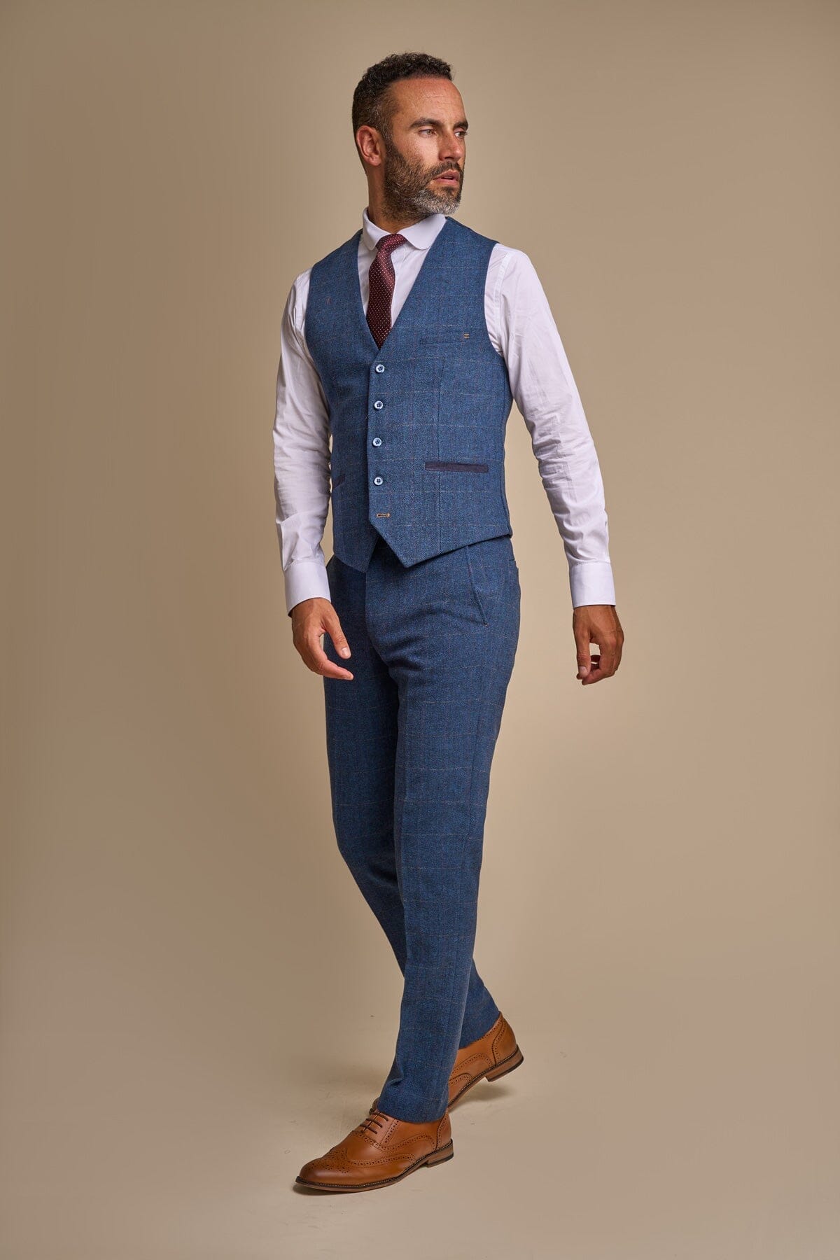 Carnegi Navy Tweed Waistcoat - Waistcoats - 