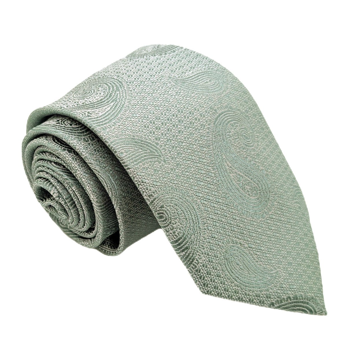 Celadon Paisley Wedding Tie - Wedding Tie - Regular XL (8.5cm) - Tie Only - Swagger & Swoon