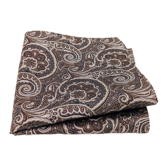 Chocolate Paisley Silk Pocket Square - Wedding Pocket Square - Swagger & Swoon