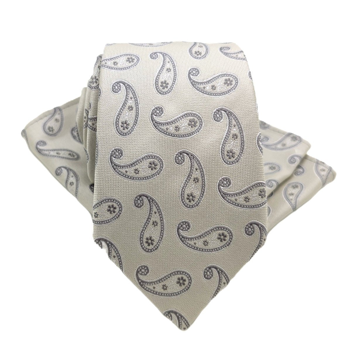 Cream Paisley Silk Wedding Tie - Wedding Tie - Regular - Add Pocket Square - Save £2.00 - Swagger & Swoon