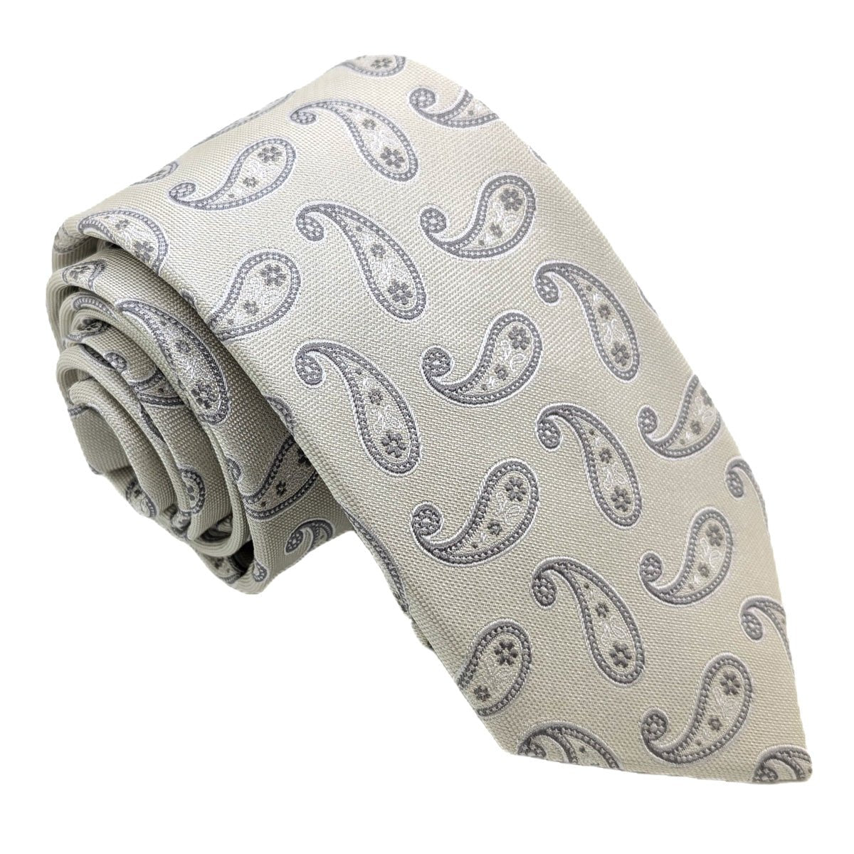 Cream Paisley Silk Wedding Tie - Wedding Tie - Regular - Tie Only - Swagger & Swoon