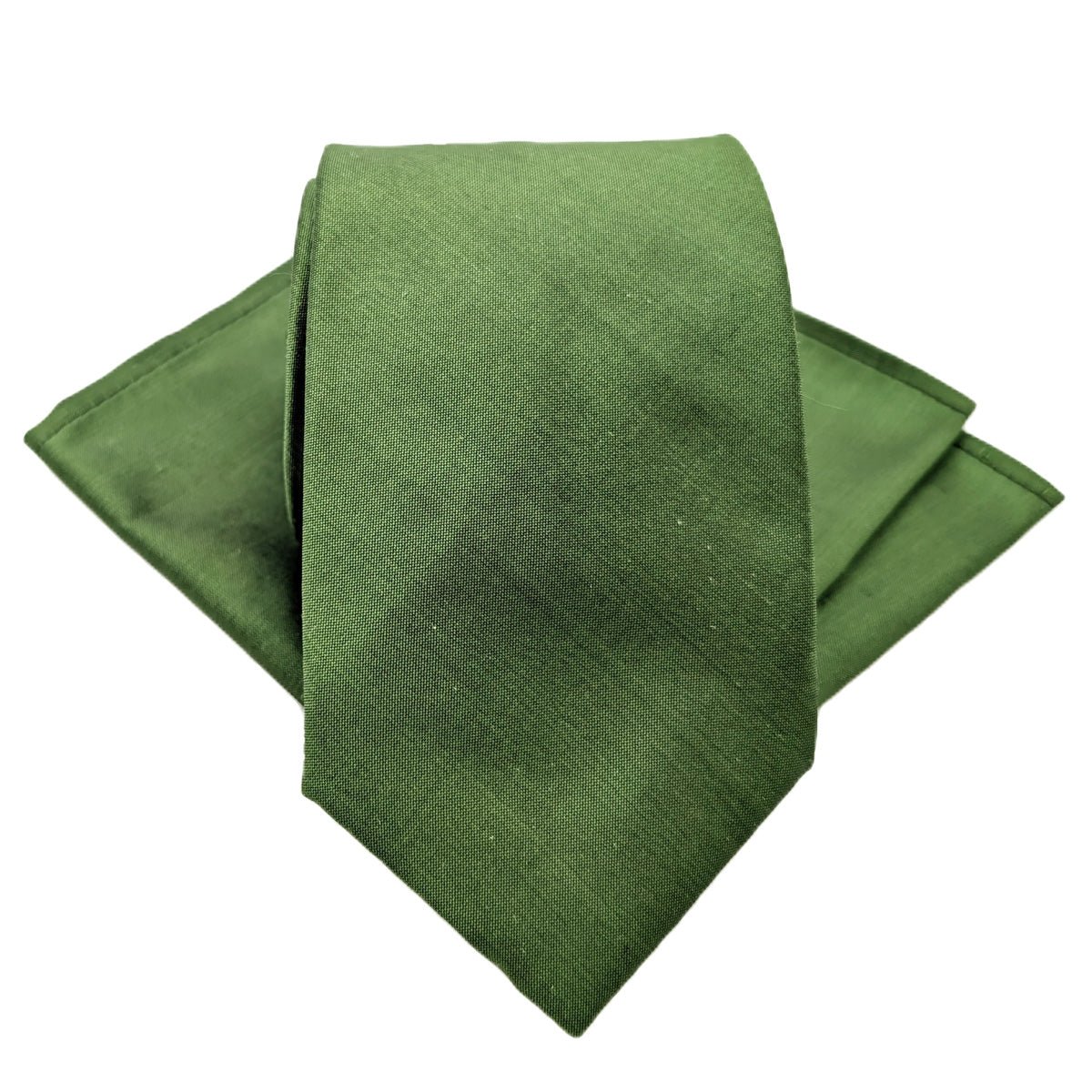 Dark Olive Silk Dupion Pocket Square - Wedding Pocket Square - Swagger & Swoon