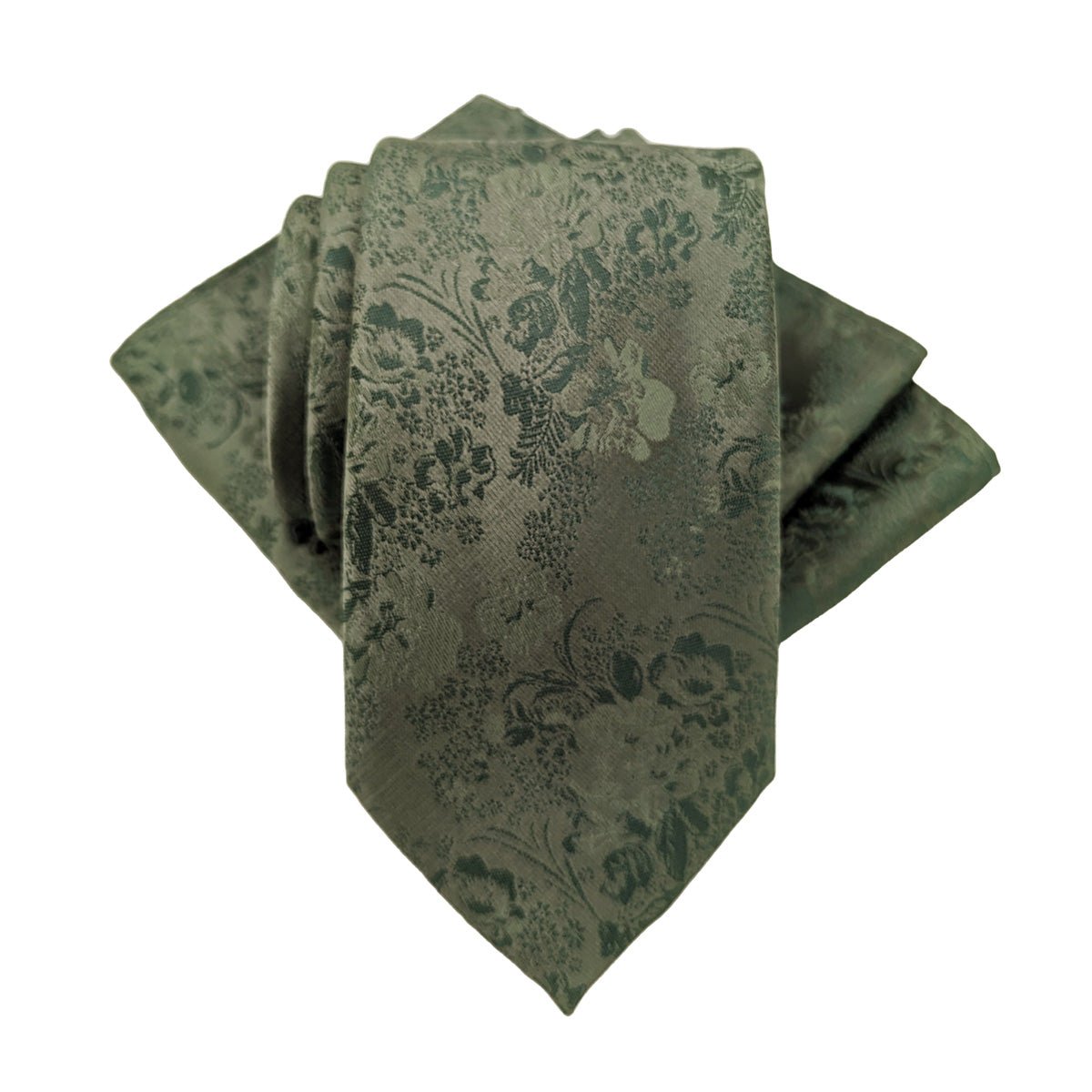 Dark Sage Floral Wedding Tie - Wedding Tie - Regular - Add Pocket Square - Save £1.00 - Swagger & Swoon