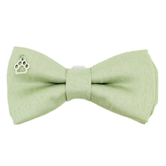 Mint Shantung Dog Bow Tie