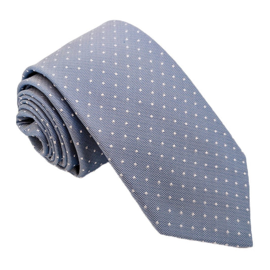 Dotty Blue Silk Wedding Tie - Wedding Tie - Regular - Tie Only - Swagger & Swoon