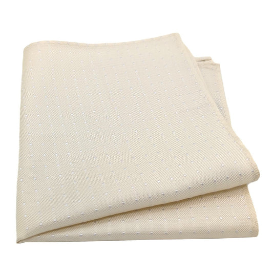 Dotty Cream Silk Pocket Square - Wedding Pocket Square - Swagger & Swoon