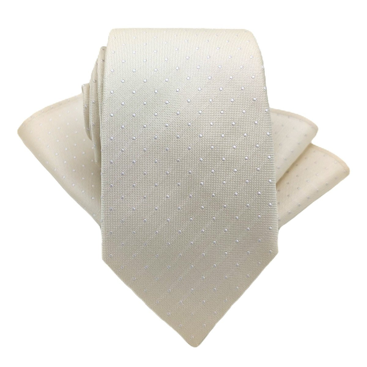 Dotty Cream Silk Pocket Square - Wedding Pocket Square - Swagger & Swoon