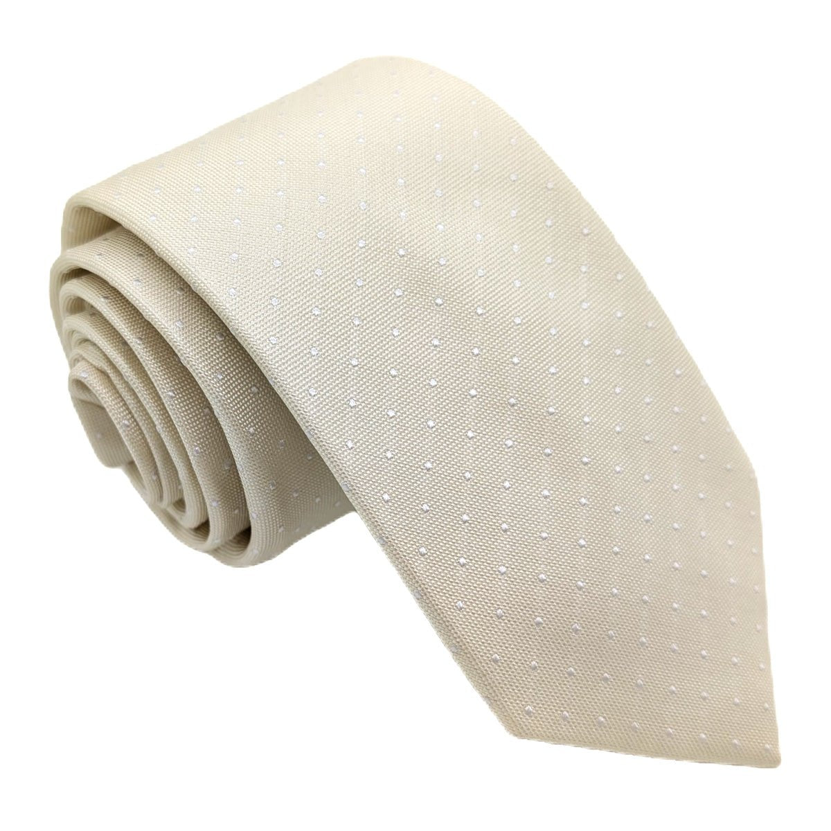 Dotty Cream Silk Wedding Tie - Wedding Tie - Regular - Tie Only - Swagger & Swoon