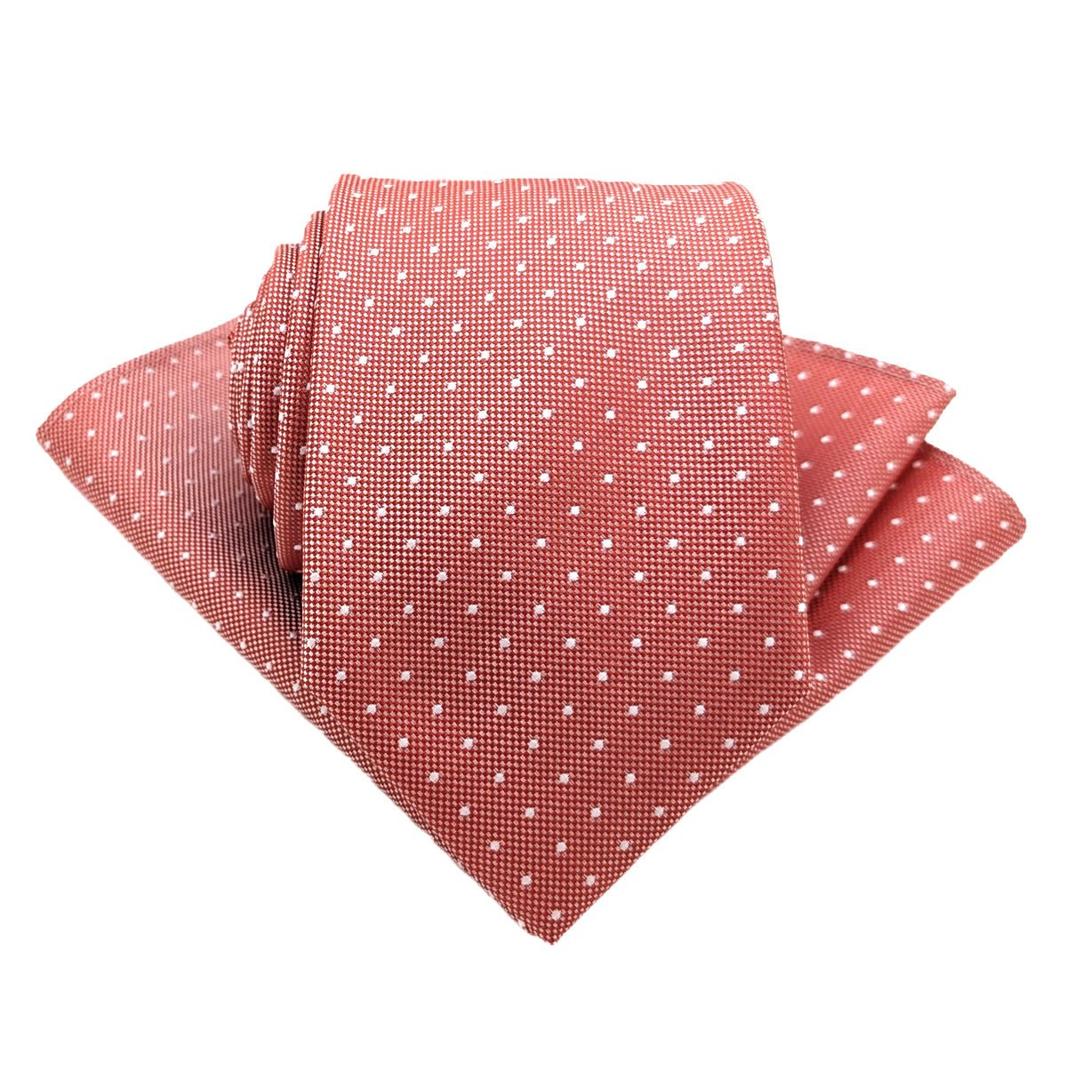 Dotty Grapefruit Wedding Tie - Wedding Tie - Regular - Add Pocket Square - Save £1.00 - Swagger & Swoon