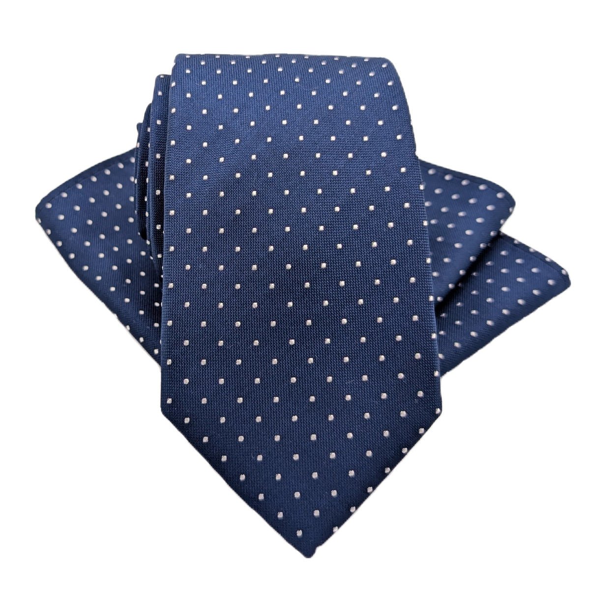 Dotty Navy Silk Pocket Square - Wedding Pocket Square - Swagger & Swoon