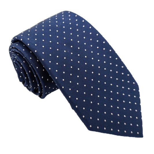 Dotty Navy Silk Wedding Tie - Wedding Tie - Regular - Tie Only - Swagger & Swoon