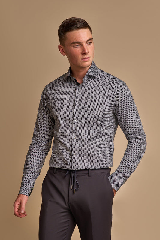 Eldon Geometric Cotton Shirt - Shirts - S - THREADPEPPER