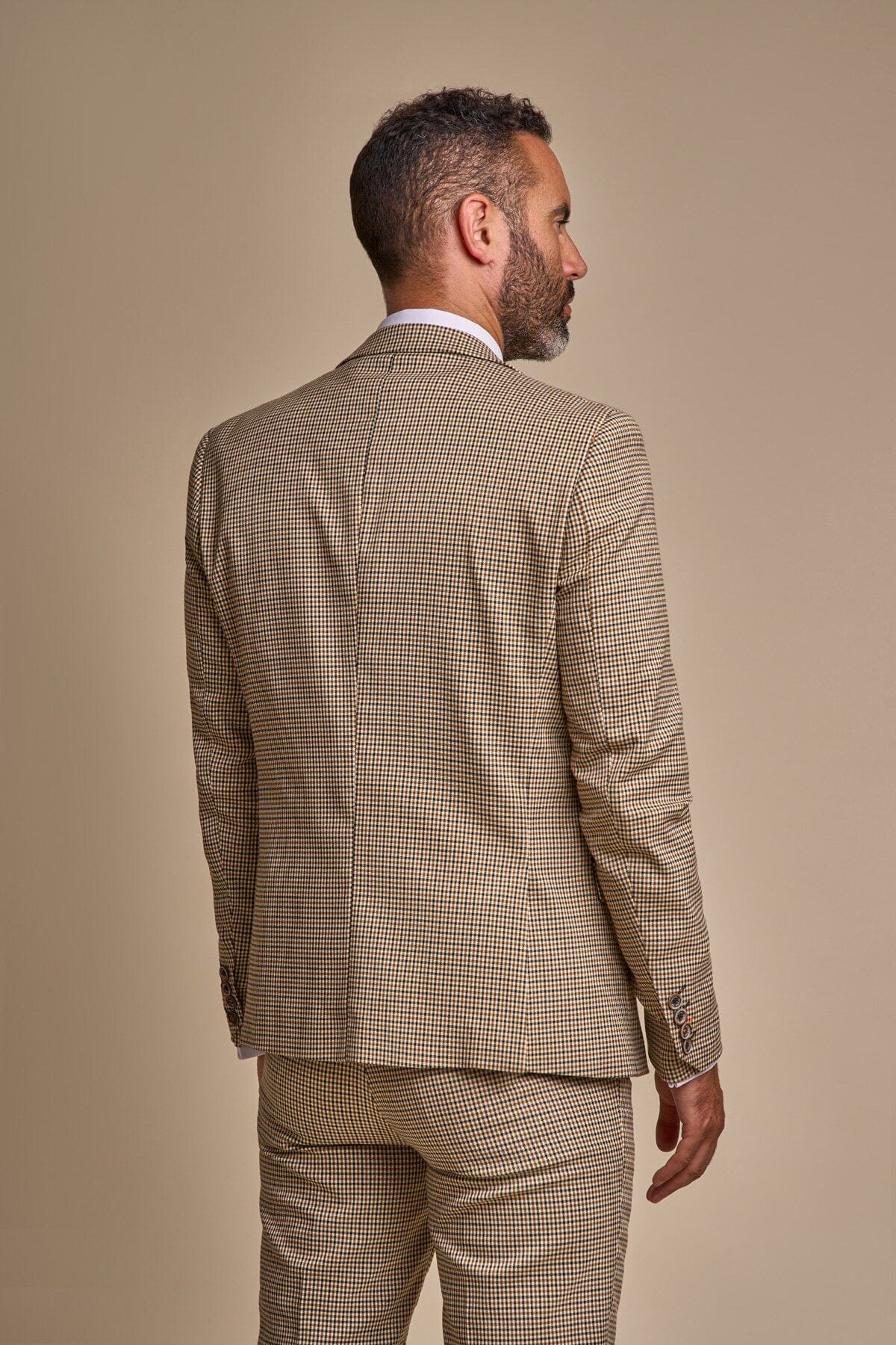 Elwood Beige Houndstooth 2 Piece Suit - Suits - 