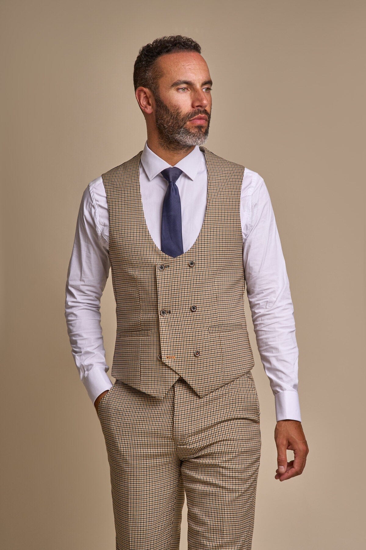 Elwood Houndstooth Check Waistcoat - Waistcoats - 34R 