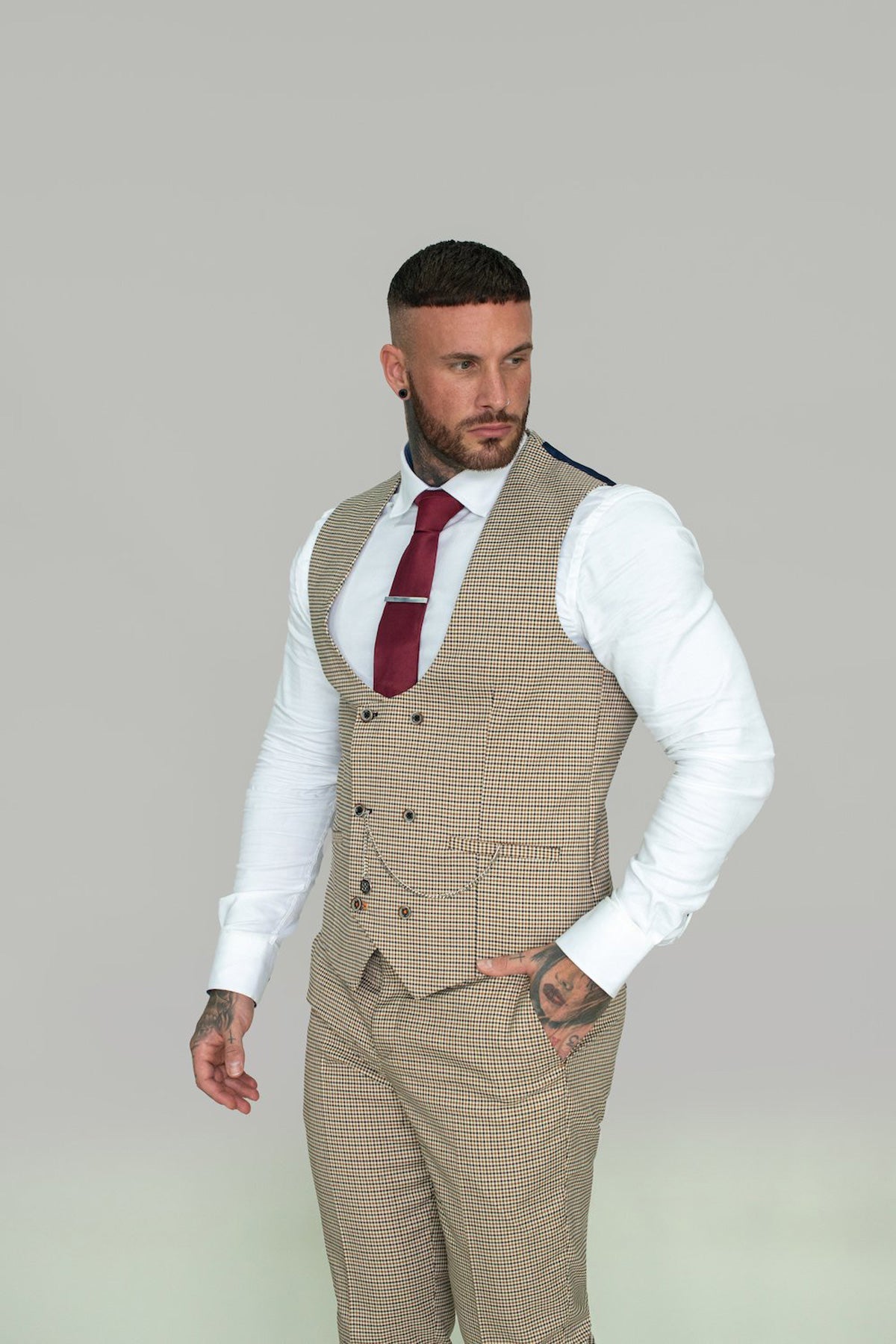 Elwood Houndstooth Check Waistcoat - Waistcoats - 34R - Swagger & Swoon