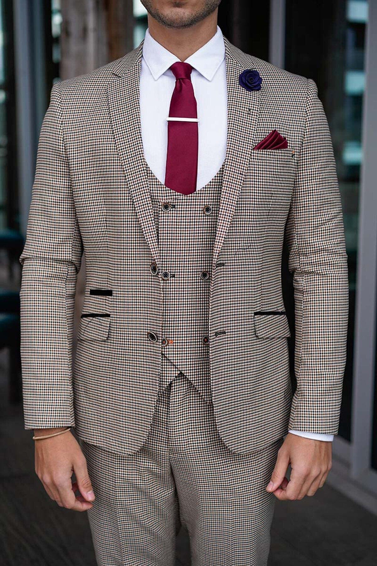 Elwood Houndstooth Check Waistcoat - Waistcoats - 