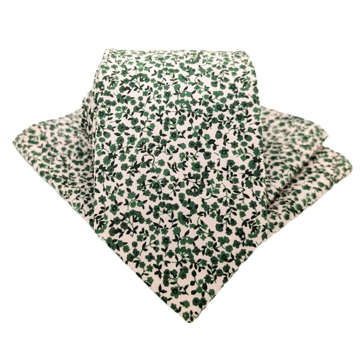 Emerald Floral Cotton Pocket Square - Wedding Pocket Square - Swagger & Swoon