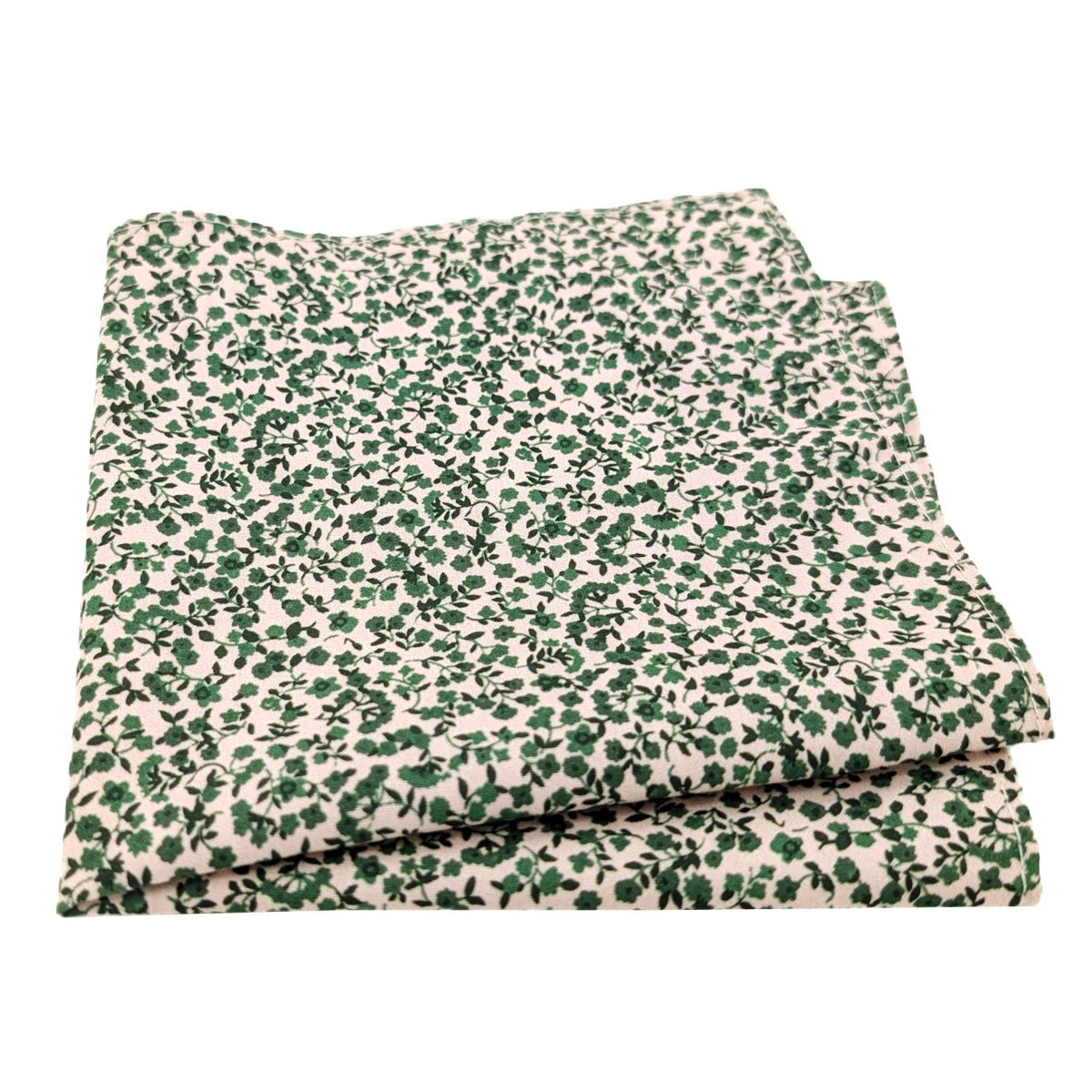 Emerald Floral Cotton Pocket Square - Wedding Pocket Square - Swagger & Swoon