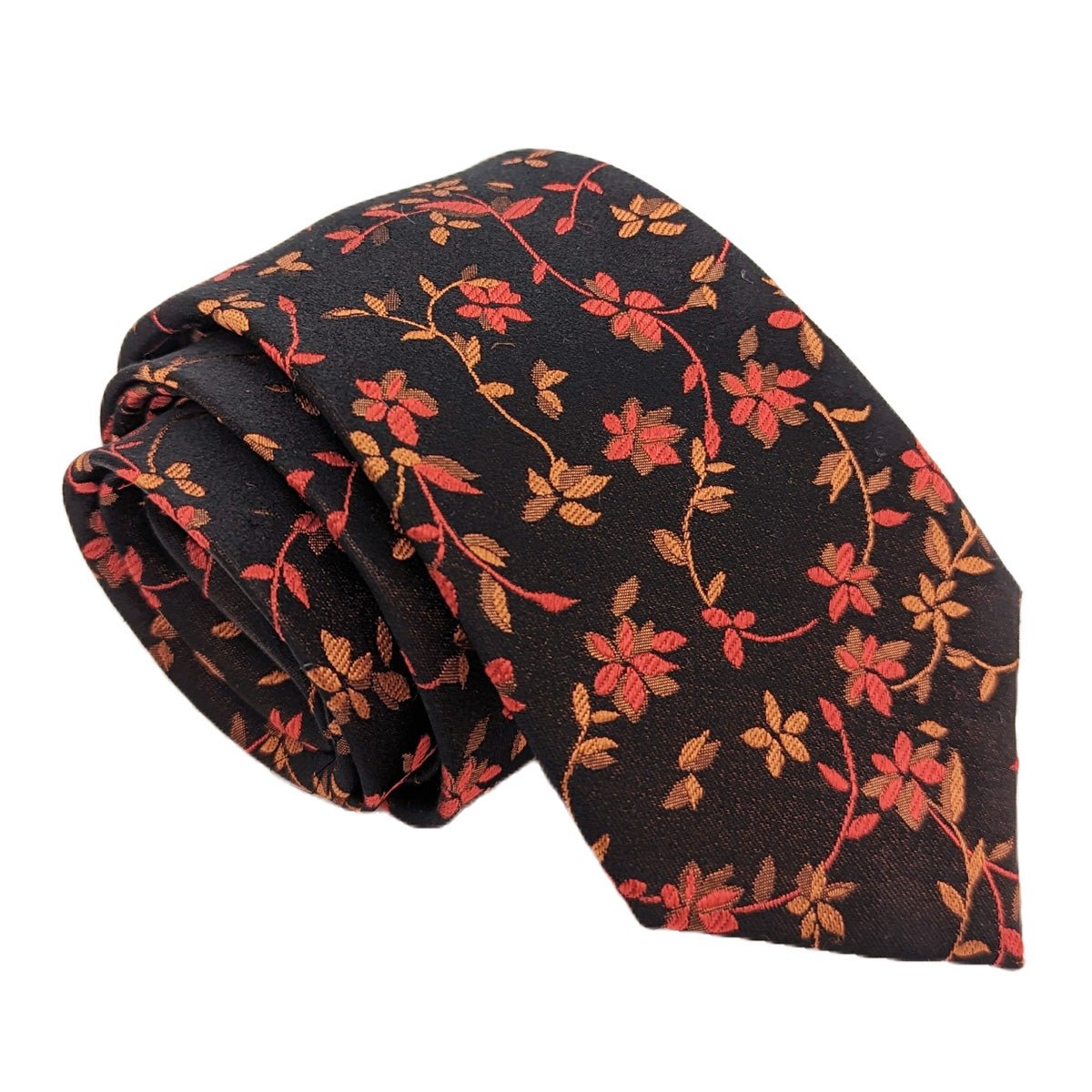 Flaming Red Floral Silk Wedding Tie - Wedding Tie - Regular - Tie Only - Swagger & Swoon