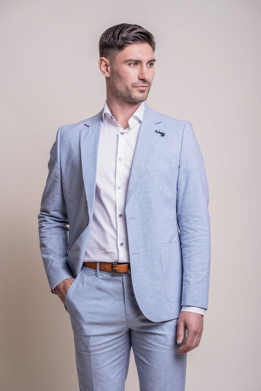 Fredrik Sky Blue Linen Blazer - Blazers & Jackets - 34R 