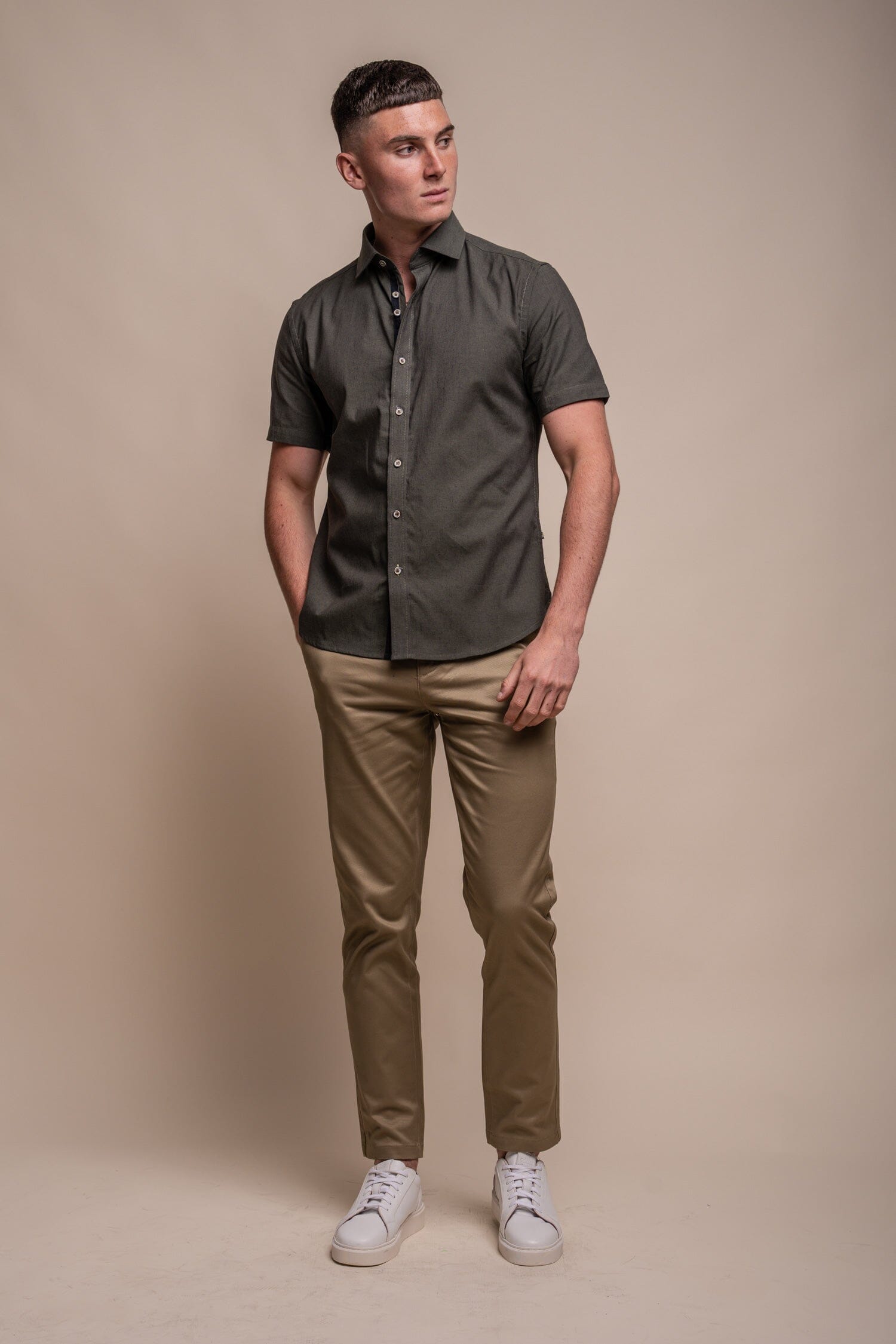 Fuego Olive Linen Shirt - Shirts - - THREADPEPPER