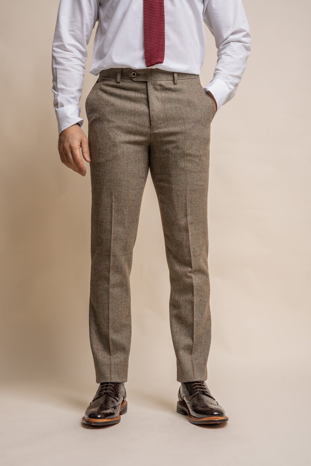 Gaston Sage Tweed Trousers - Trousers - 28R - Swagger & Swoon