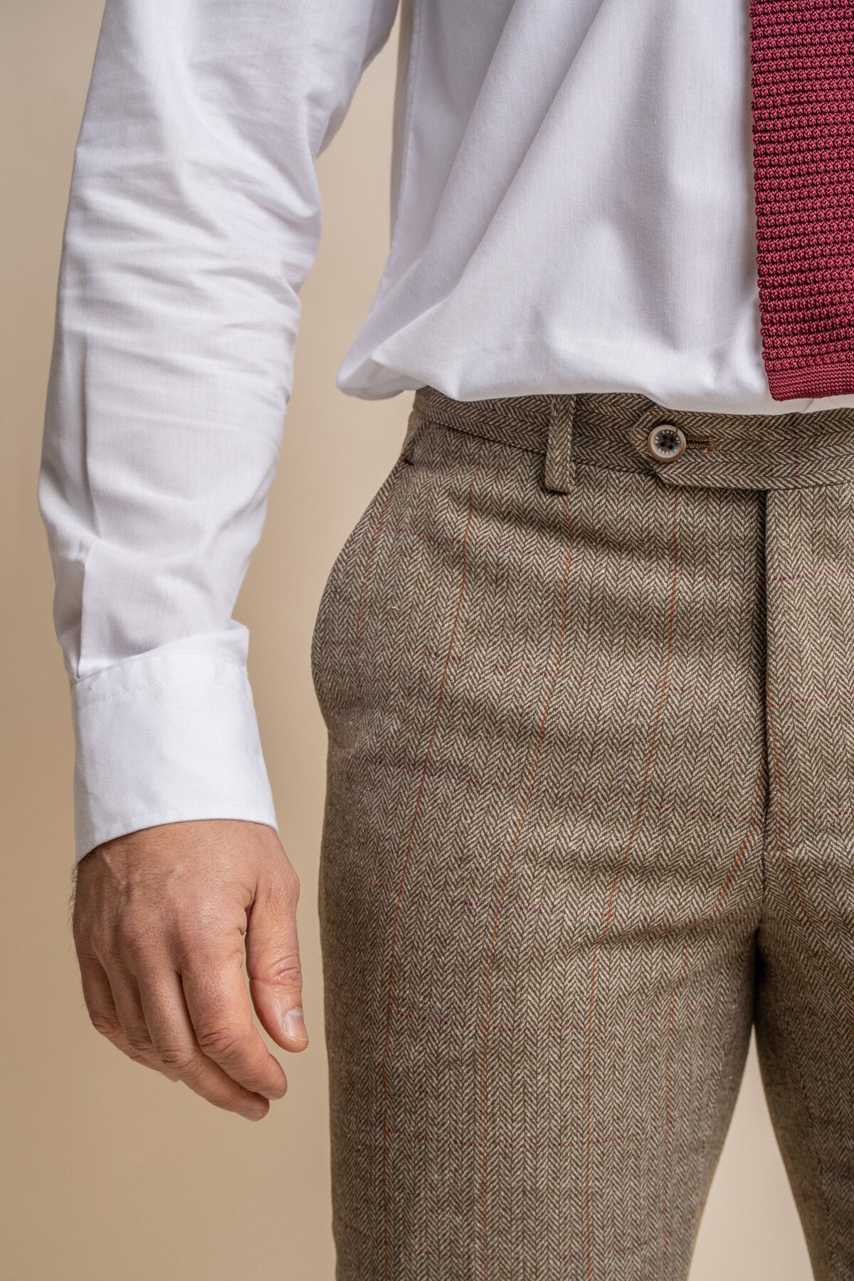 Gaston Sage Tweed Trousers - Trousers - 28R - Swagger & Swoon