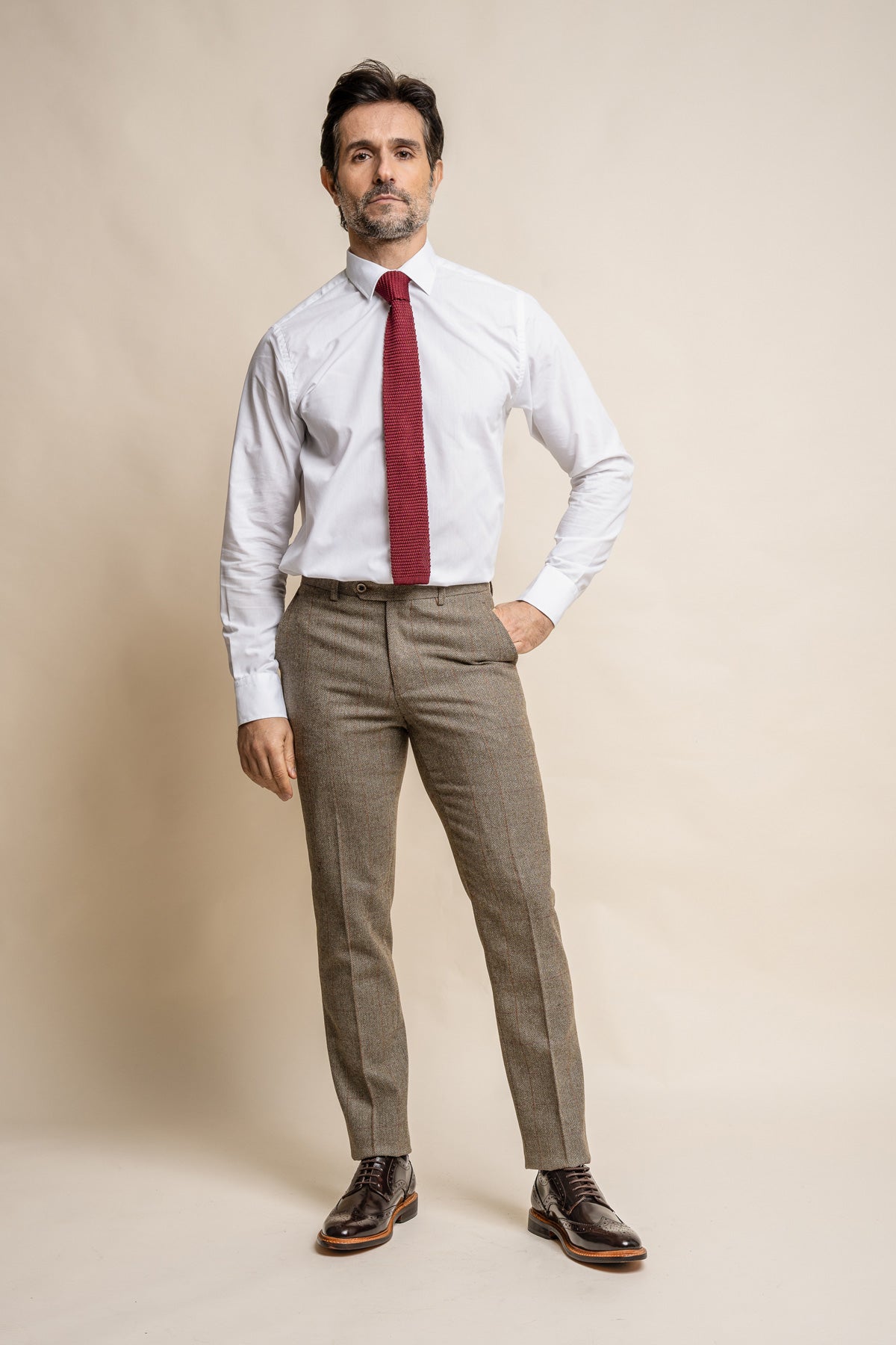 Gaston Sage Tweed Trousers - Trousers - 28R - Swagger & Swoon