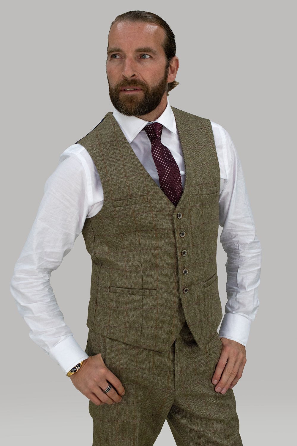 Gaston Sage Tweed Waistcoat - Waistcoats - 34R - Swagger & Swoon