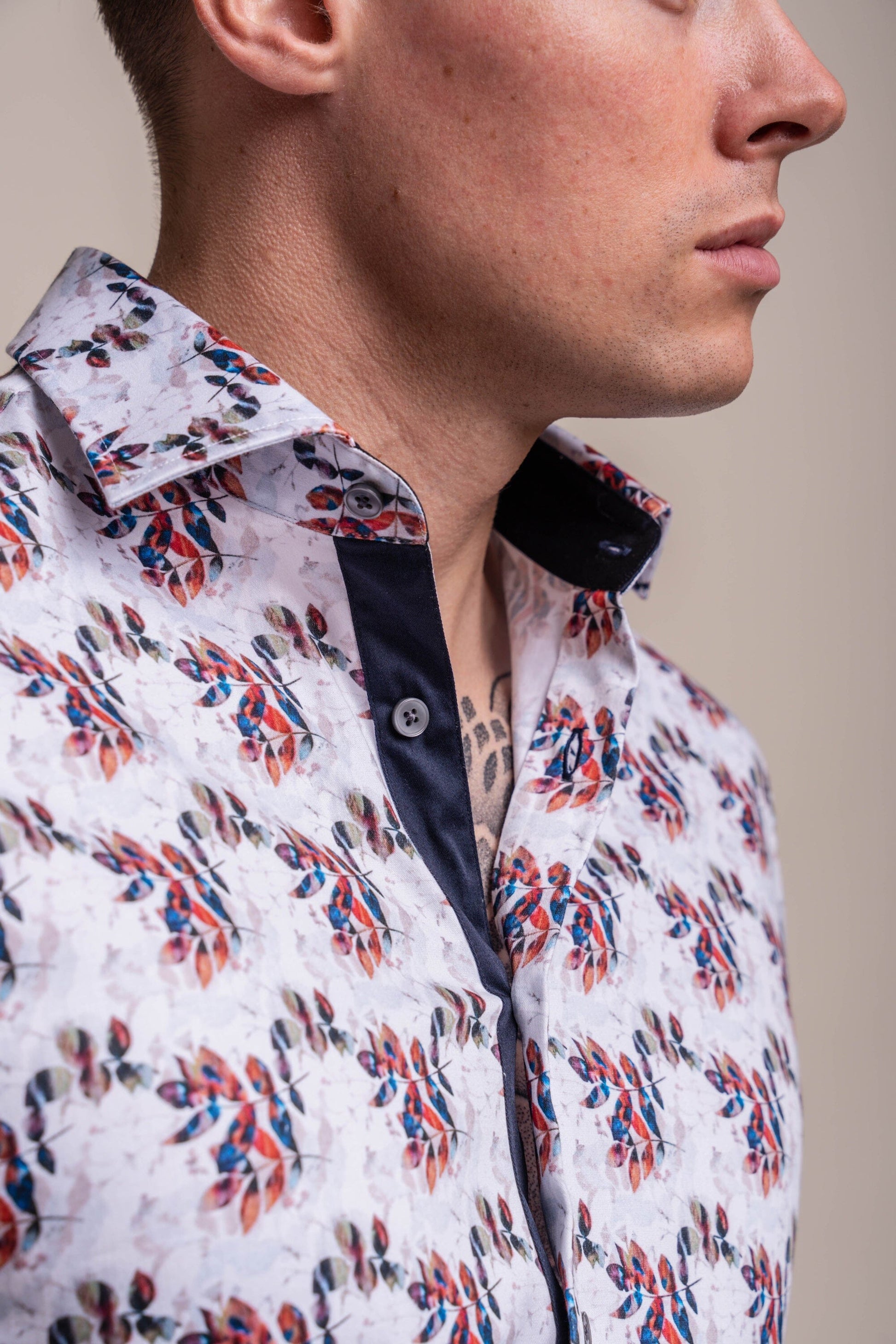 Genoa Leaf Cotton Shirt - Shirts - - THREADPEPPER