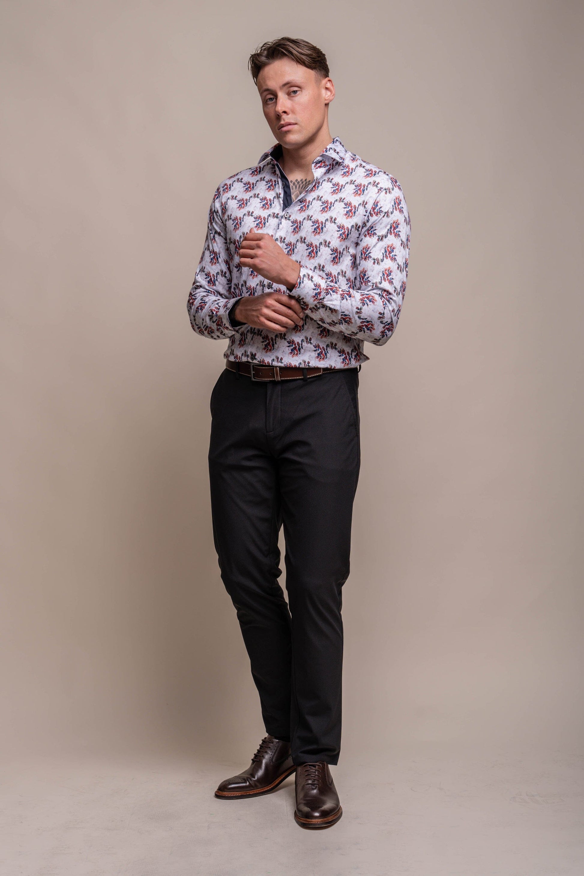 Genoa Leaf Cotton Shirt - Shirts - - THREADPEPPER