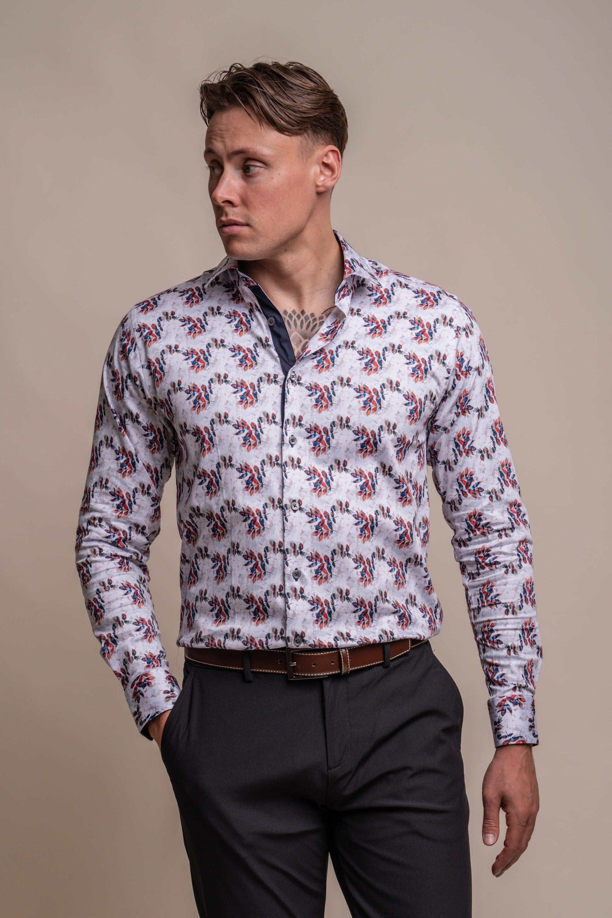 Genoa Leaf Cotton Shirt - Shirts - S - THREADPEPPER