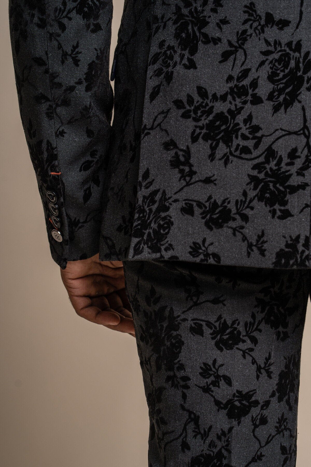 Georgi Black Floral 3 Piece Wedding Suit - Suits - 