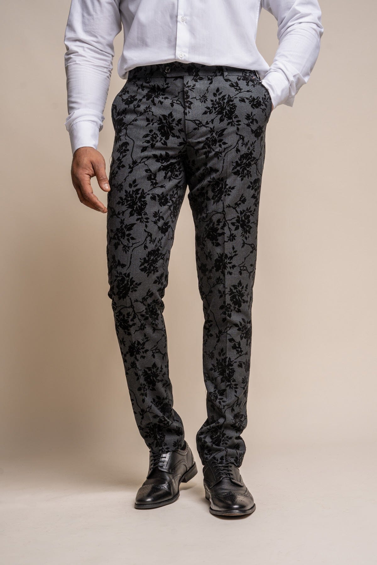 Georgi Black Floral Trousers - Trousers - 28R 