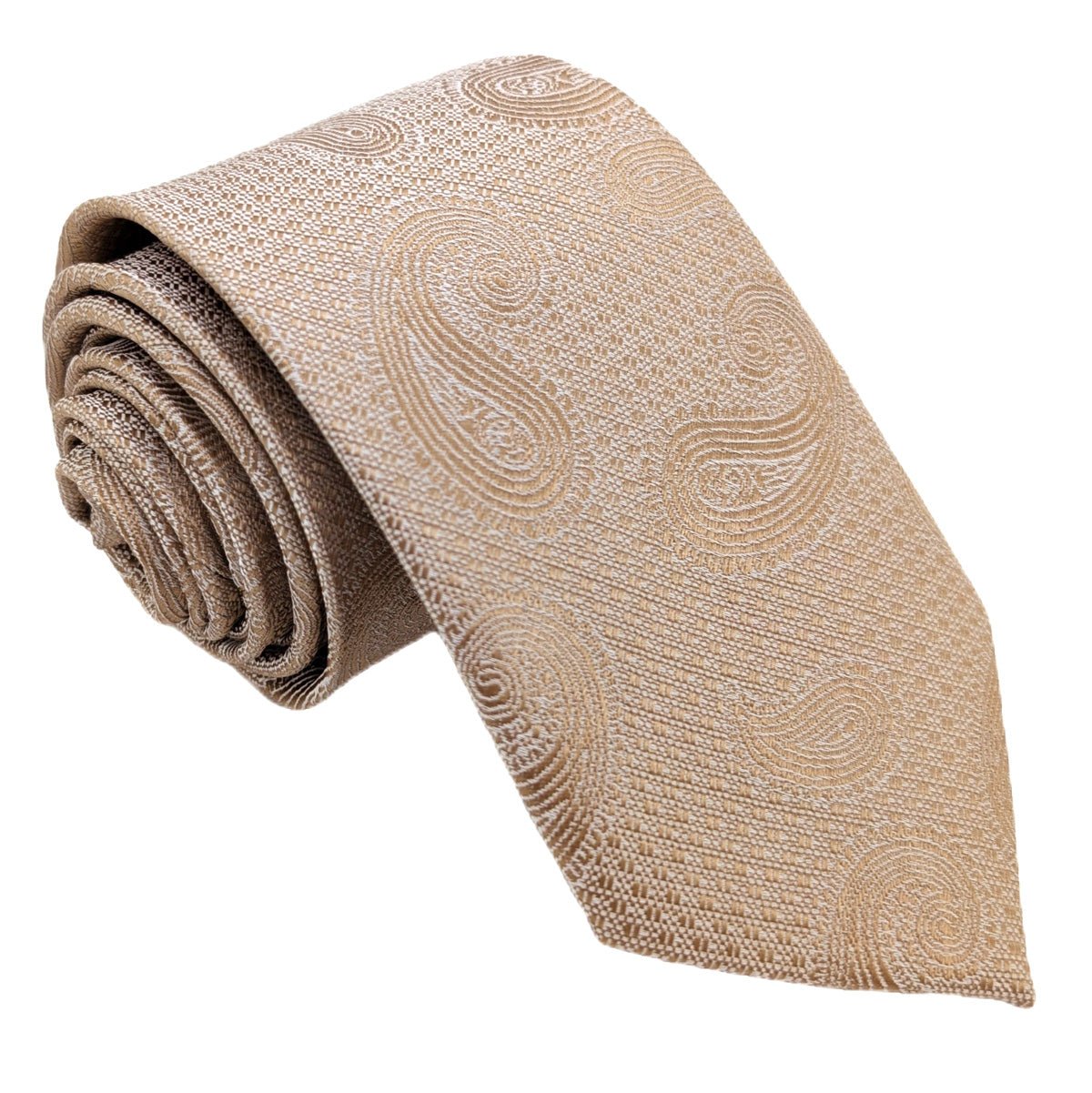 Gold Paisley Wedding Tie - Wedding Tie - Regular XL (8.5cm) - Tie Only - Swagger & Swoon