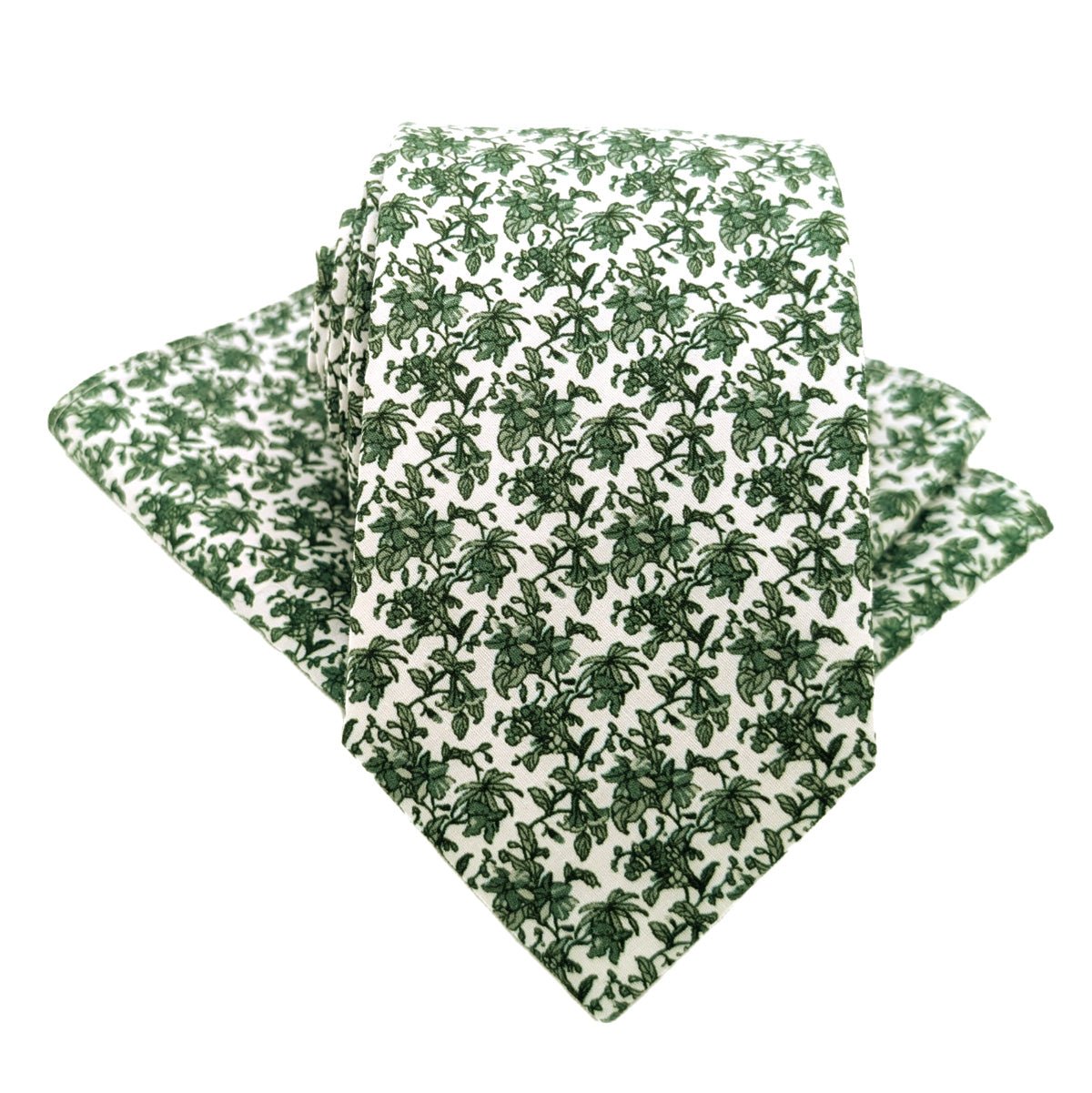 Green Floral Cotton Pocket Square - Wedding Pocket Square - Swagger & Swoon