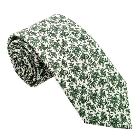 Green Floral Cotton Wedding Tie - Wedding Tie - Regular - Tie Only - Swagger & Swoon